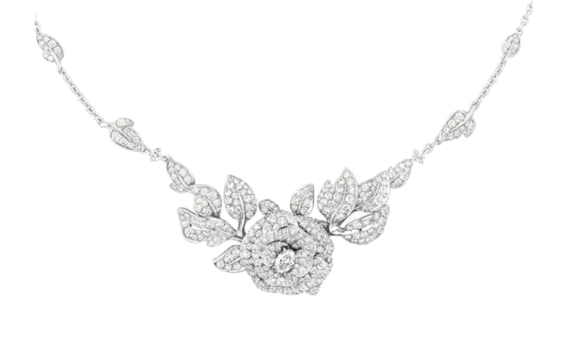 DIOR 18K White Gold Diamonds Necklaces Women's Silver