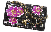 CHANEL Classic Flap CF Embroidery Portable Crossbody Bag Shoulder Bag Women's Black & Multicolor