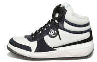 CHANEL High-Top Casual Shoes Women's White Blue