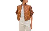 HERMES Leather Jacket Women's Brown