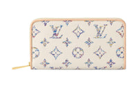 LOUIS VUITTON Zippy Leather Wallet Women's Light Brown & White
