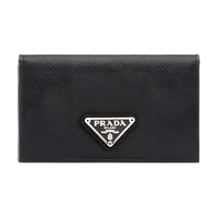 PRADA Saffiano Leather Card Holder Wallet Women's Black