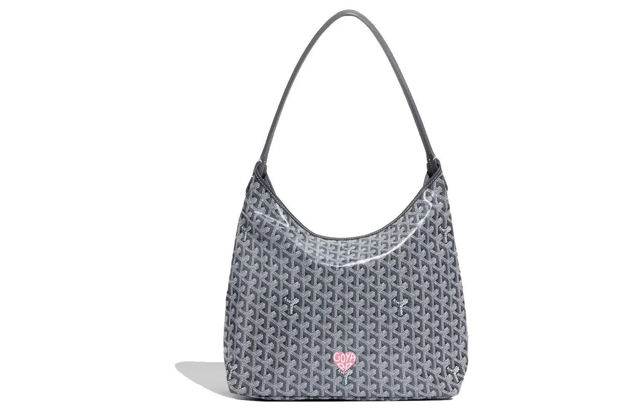 GOYARD Bohème Hobo Canvas With Leather Hobo Bag Shoulder Bag Shoulder Bag Regular Women's Gray/Pink Small Heart Edition