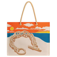 HERMES Canvas Canvas Bag Tote Bag Shopping Bag Handbag Women's Beige & Multicolor