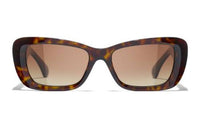CHANEL Acetate Irregular Shape Sunglasses Women's Tortoiseshell