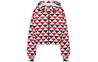PRADA Diamond Print Triangle Logo Coat 'Navy/Red/White'