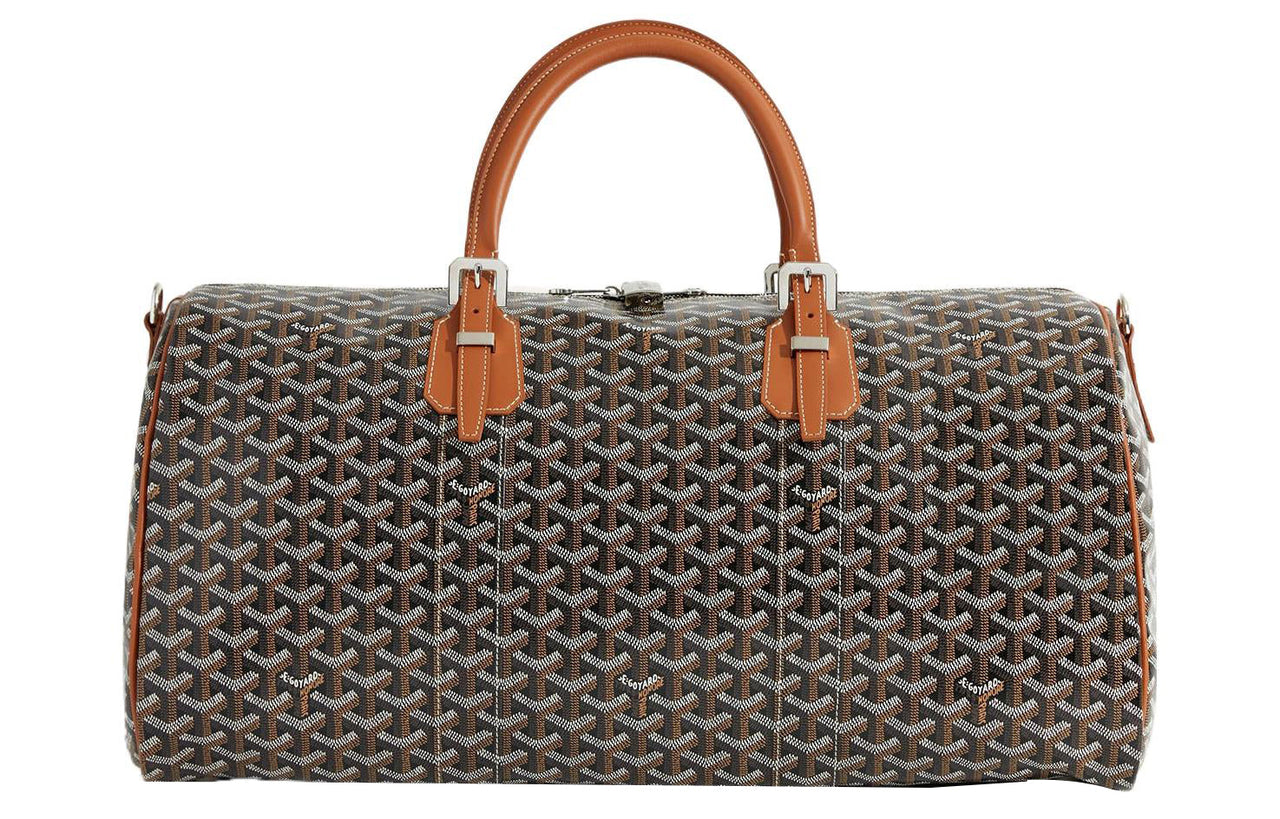 GOYARD Canvas With Calfskin Dog's Teeth One Shoulder Crossbody Portable Travel Bag Unisex Black/Brown