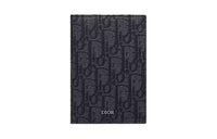 DIOR Oblique Print Fabric Passport Holder Men's Black