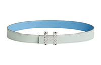 HERMES Letter Logo Silver Buckle Epsom Calfskin Double-Sided Leather Belt Women's Dusty Blue/Sky Blue Width: 2.4cm