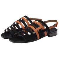 HERMES Ephese Stylish Sandals Women's Black Brown