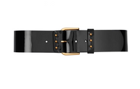 SAINT LAURENT Solid Color Design Leather Belts Women's Black