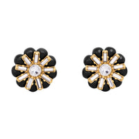 CELINE Brass Earrings Women's Gold/Black