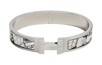 HERMES Enamel Palladium-Plated Bangles Men's Silver