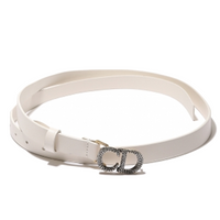 DIOR CD Buckle Adjustable Ring Leather Leather Belts Women's White Width: 2CM