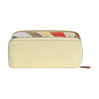 HERMES Silk'In Epsom Calfskin Wallet Women's Yellow & Beige & Dark Umber