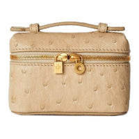 Loro Piana ExtraPocket Ostrich Leather Handbag Women's Beige Yellow