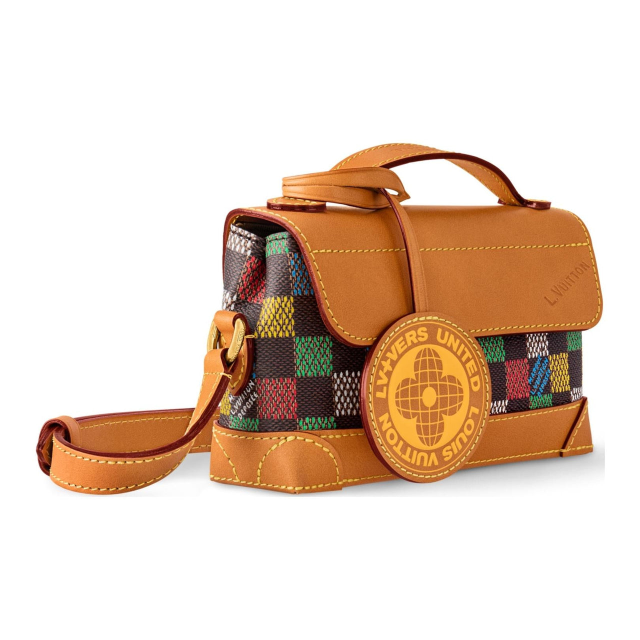 LOUIS VUITTON Steamer LVers Damier Ebene Coated Canvas Shoulder Bag Crossbody Bag Handbag Mini Men's Brown & Multicolor