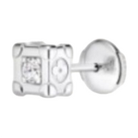 LOUIS VUITTON White Gold Stud Earrings Men's Silver