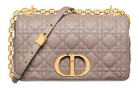 DIOR Caro Cow Leather Shoulder Bag Crossbody Bag Medium Size Women's Warm Taupe