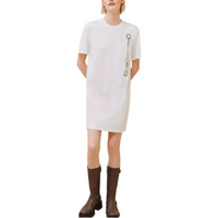 HERMES Short-Sleeved Dresses Women's Gray White