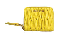 MIU MIU Matelassé Nappa Leather Wallet Women's Yellow