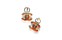 CHANEL Earrings Women's Gold, Red