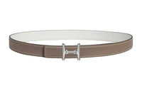 HERMES Solid Color Design Leather Belts Women's Brown Width 2.4CM