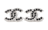 CHANEL Rhistonestone Alloy Stud Earrings Women's Silver