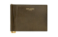 SAINT LAURENT PARIS Lizard Leather Wallet Small Size Men's Seagrass Color