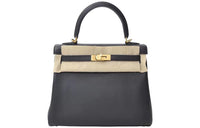 HERMES Kelly Swift Leather Kelly Bag Handbags Women's Noir Black