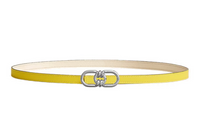 HERMES Signature Plaisance Smooth Buckle Leather Belts Women's Yellow Width: 1.3cm