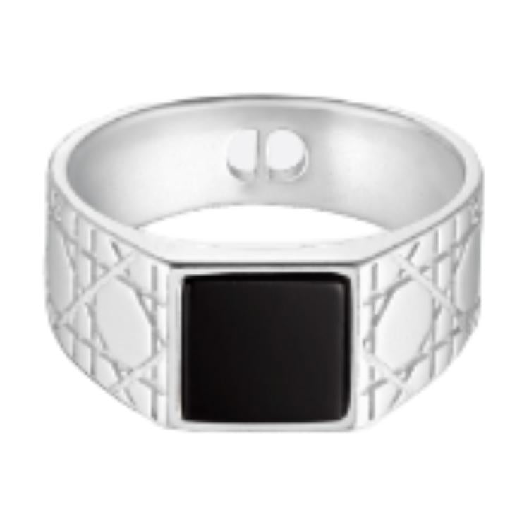 DIOR Sterling Silver Agate Rings Men's Silver