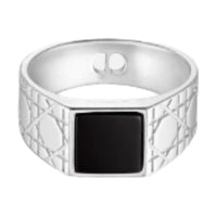 DIOR Sterling Silver Agate Rings Men's Silver