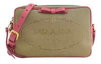 PRADA Canvas Bag, Crossbody Bag, Shoulder Bag Women's Brown/Pink