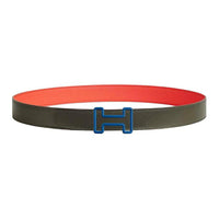 HERMES Calfskin Leather Belts Men's Green Width: 3.2CM