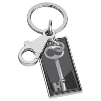 HERMES Stainless Steel Keychains Men's Black