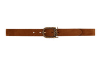 SAINT LAURENT Logo Design Pin Buckle Leather Belts Women's Brown Width: 3CM
