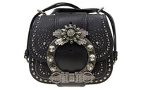 MIU MIU Cow Leather Shoulder Bag Crossbody Bag Women's Black