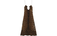 SAINT LAURENT Leopard Printed Pleated Midi Dress