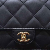 CHANEL Classic Flap CF Cow Leather Patchwork Handbag Women's Black