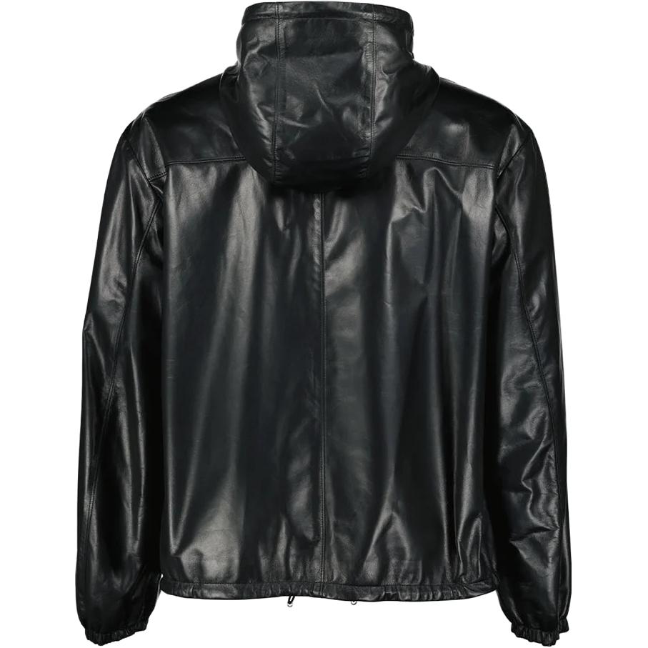PRADA Zip-Up Hooded Leather Jacket
