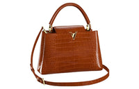 LOUIS VUITTON Capucines Crocodile Leather Handbag Medium Size Women's Hazelnut Color/brown
