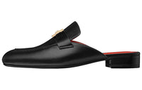 HERMES Wrap-toe Slippers Women's Black Red