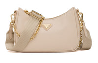 PRADA Leather Shoulder Bag Underarm Handbag Shoulder Bag Mini Women's Light Coffee