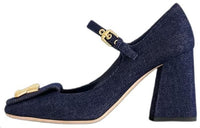 LOUIS VUITTON Shake Chunky Heel High Heels 8.5cm Women's Dark Blue