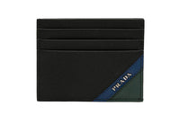 PRADA Saffiano Leather Card Holder Men's Black/Green/Blue