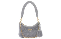 PRADA Plush Shoulder Bag, Handbag, Shoulder Bag Women's Gray
