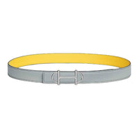 HERMES Calfskin Leather Belts Women's Gray Width 2.4CM