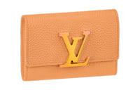 LOUIS VUITTON Capucines Taurillon Cow Leather KapSin Wallet Women's Apricot Orange