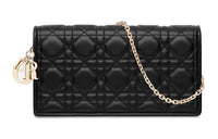 DIOR Lambskin Clutch, Shoulder Bag, Crossbody Bag Small Size Women's Black